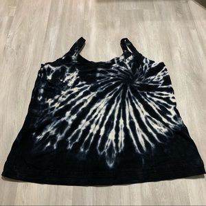 Black White Tie Dye Cotton Tank Top Sz 1X